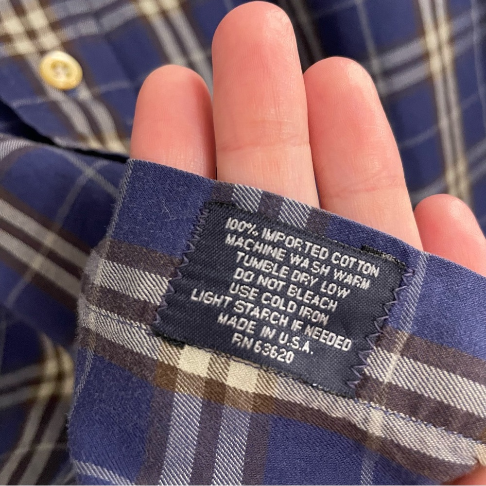 Burberry Blue and Yellow Plaid Dress Shirt - Picture 3 of 8